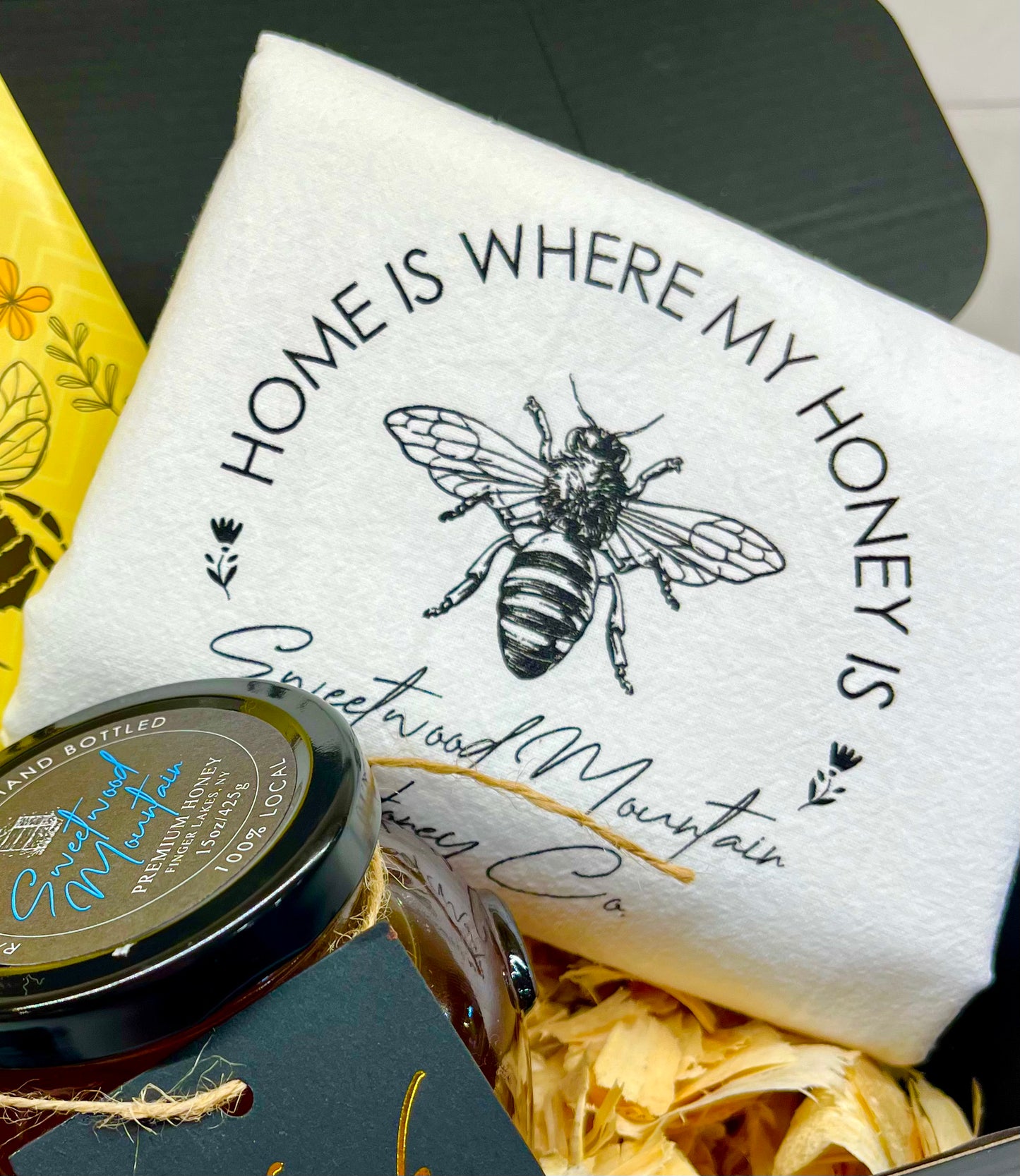 "Home is Where My Honey Is" Flour Sack Tea Towel Set of 2 + Bonus Pollinator Seeds