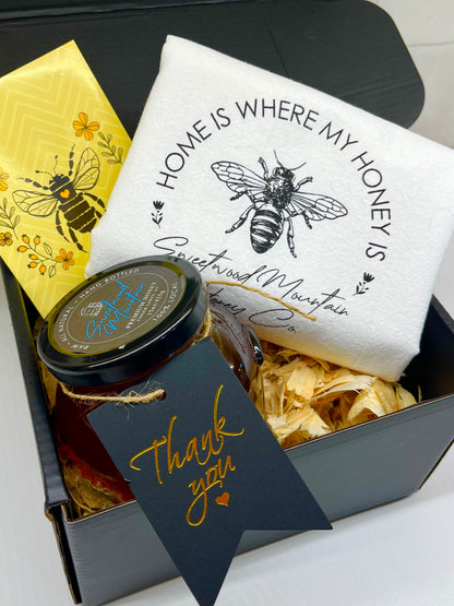 Premium Estate Honey Gift Box + Honeybee Tea Towel Bonus