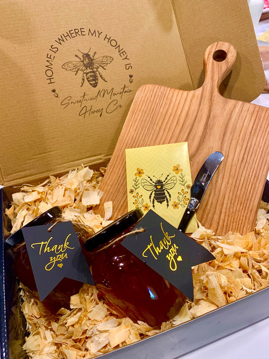 Premium Estate DOUBLE Honey and Charcuterie / Cheese Board Gift Box + Honey Spreader Bonus